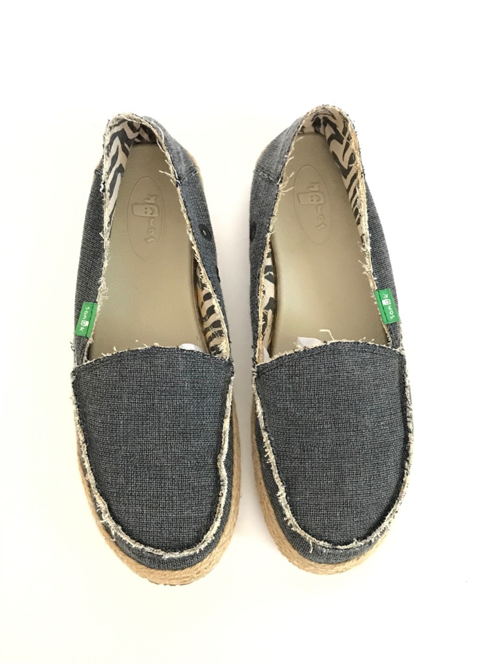 SANUK Espadrille Flats Canvas Loafers Blue Fiona Women’s Size 6